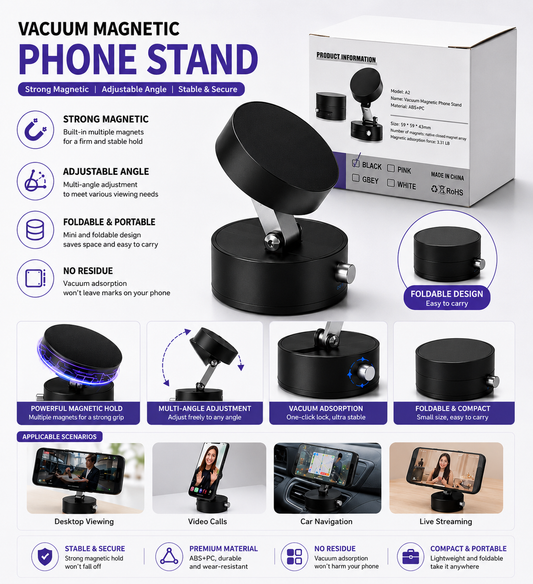 Magnetic Vacuum Suction Phone Stand  真空吸附磁吸手机支架