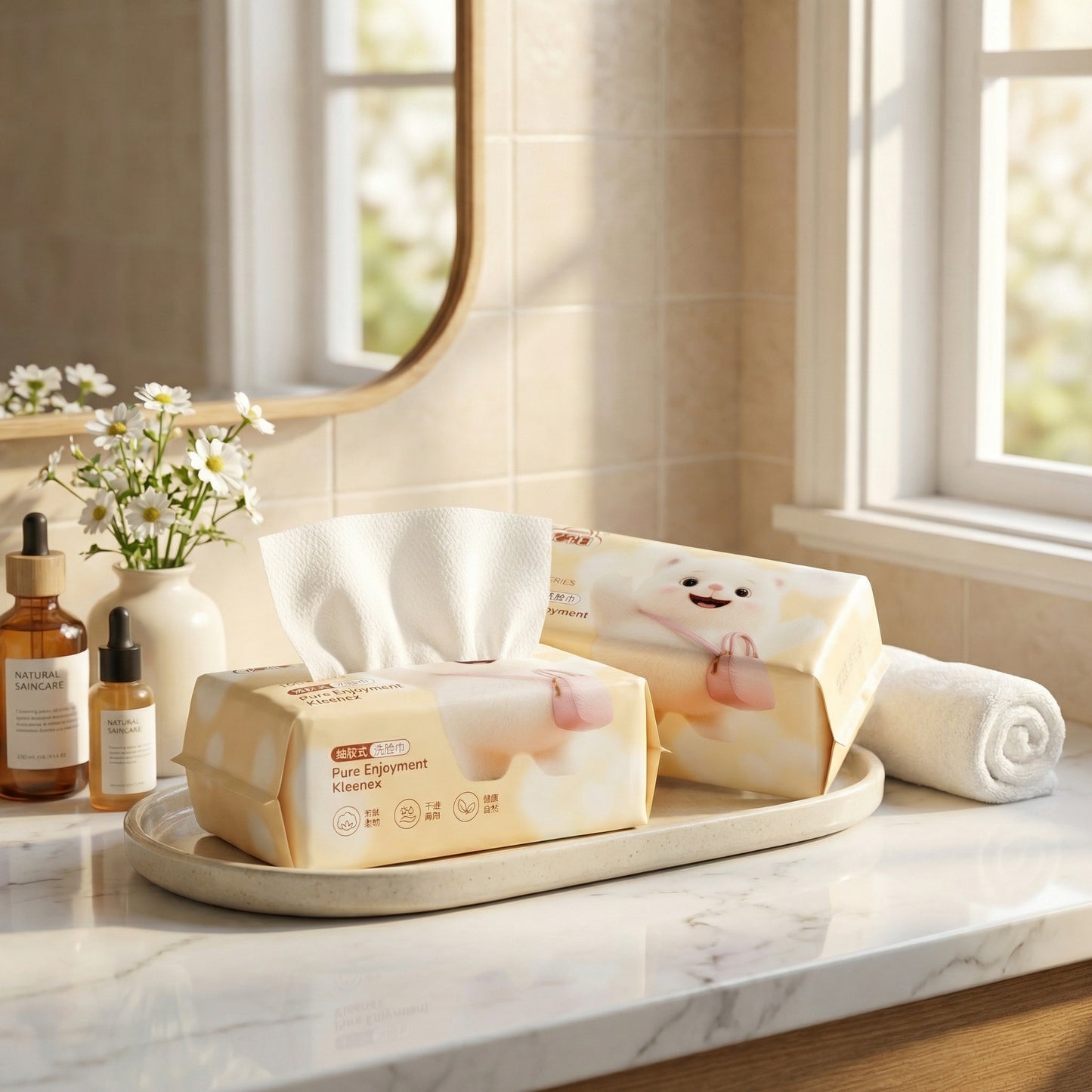 Yiduo White Facial Towel 亿朵白洗脸巾