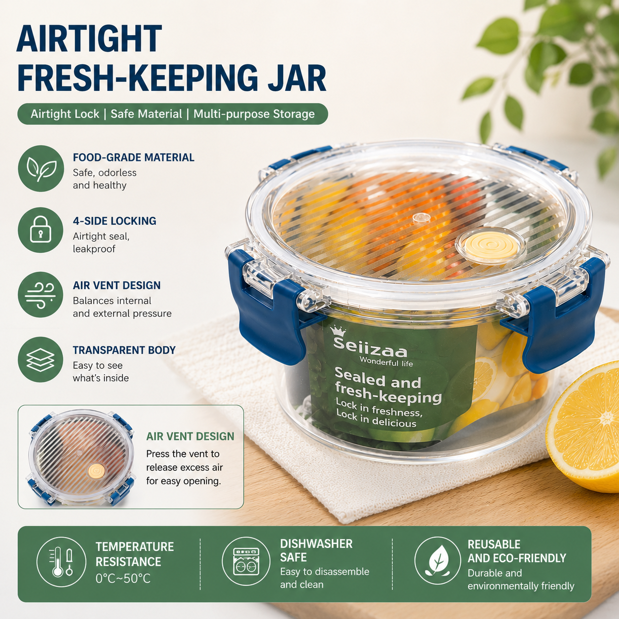 Round Airtight Food Storage Container(550ml) 圆形密封保鲜盒(550ml)