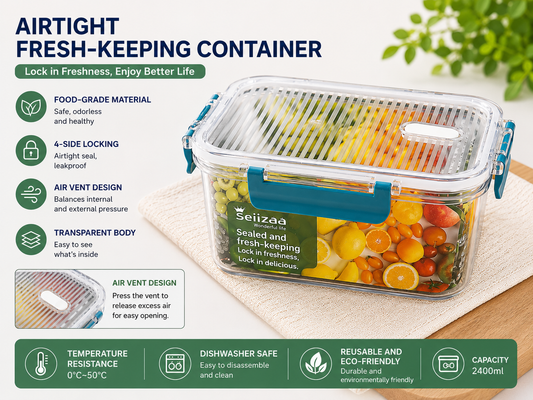 Rectangular Airtight Food Storage Container(2400ml) 长方形密封保鲜盒（2400ml)