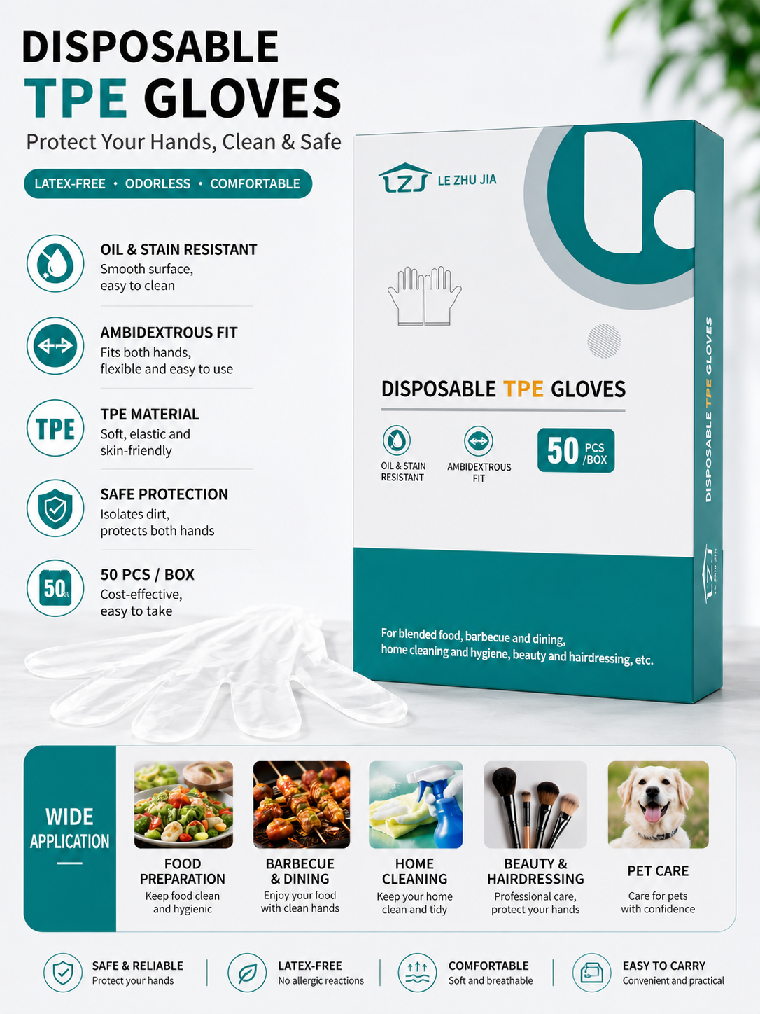 Disposable TPE Food Prep Gloves  一次性TPE手套