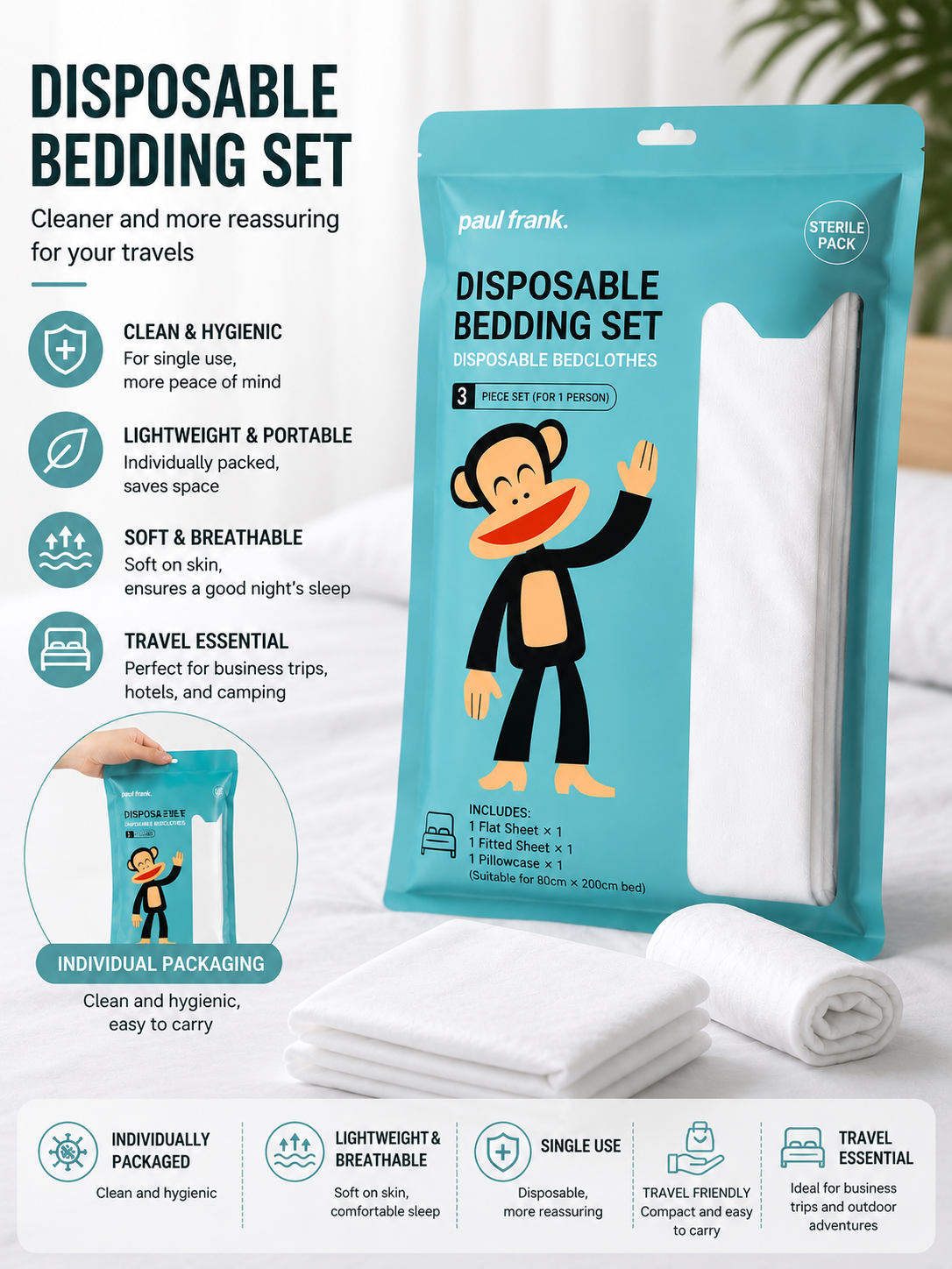 Disposable Bedding Set (3-Piece Set) 一次性床品三件套