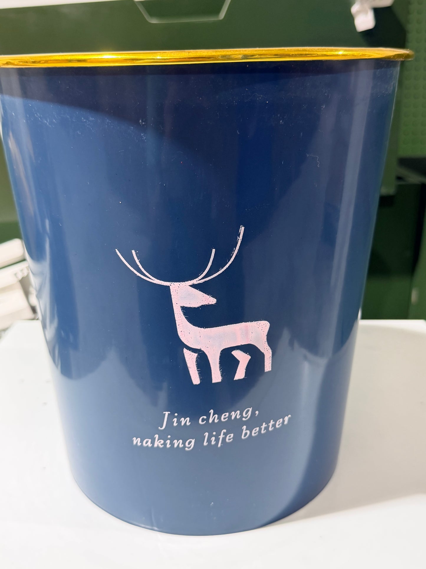 Minimalist Deer Pattern Trash Bin  简约鹿纹金边垃圾桶