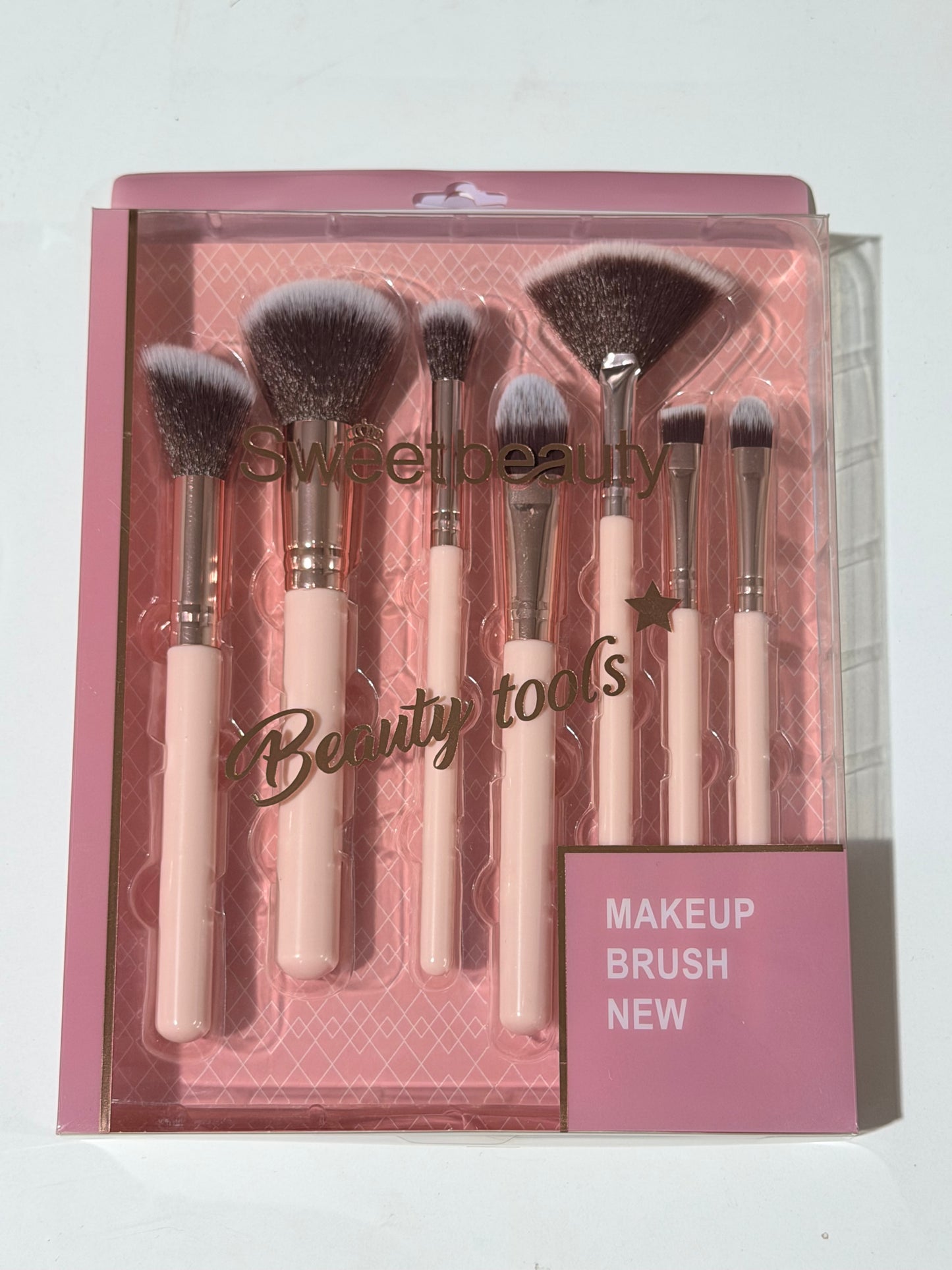 Sweet Pink 7-Piece Makeup Brush Set  甜美粉系7支化妆刷套装