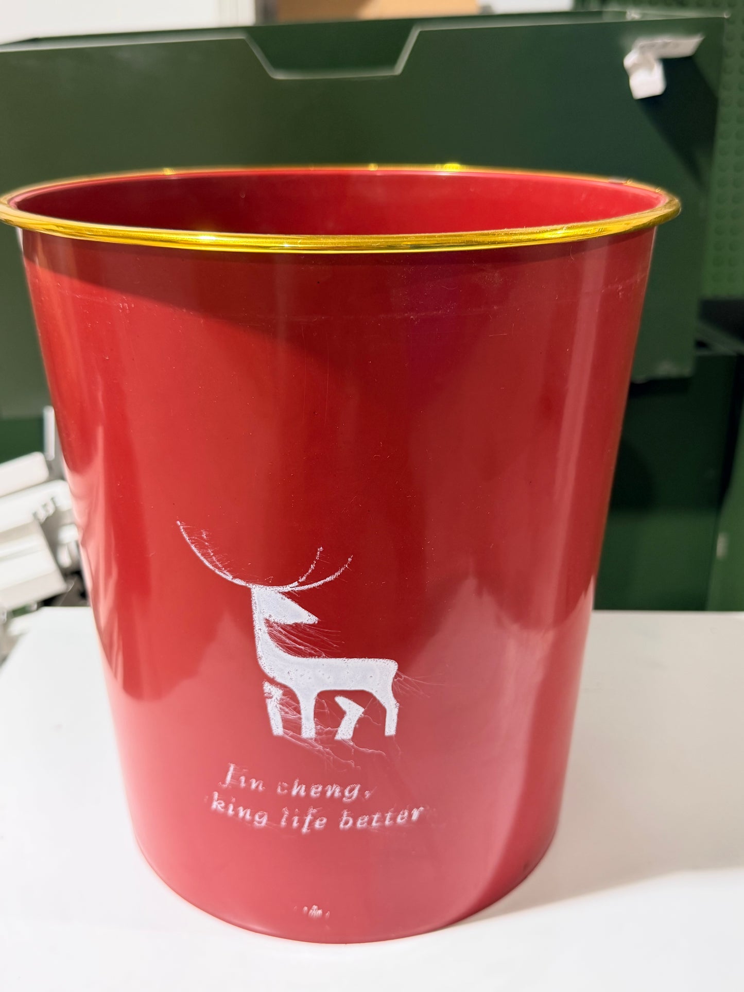 Minimalist Deer Pattern Trash Bin  简约鹿纹金边垃圾桶