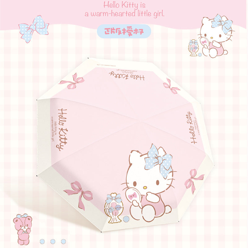 (Overseas Products）Hello Kitty Sanrio Mini Portable UV Protection Umbrella – Cute Foldable Sun & Rain Umbrella for Women（境外商品）HelloKitty三丽鸥小巧便携太阳伞遮阳防晒防紫外线女晴雨两用雨伞