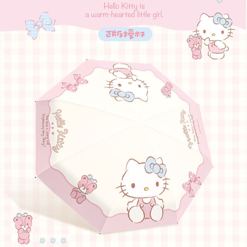 (Overseas Products）Hello Kitty Sanrio Mini Portable UV Protection Umbrella – Cute Foldable Sun & Rain Umbrella for Women（境外商品）HelloKitty三丽鸥小巧便携太阳伞遮阳防晒防紫外线女晴雨两用雨伞