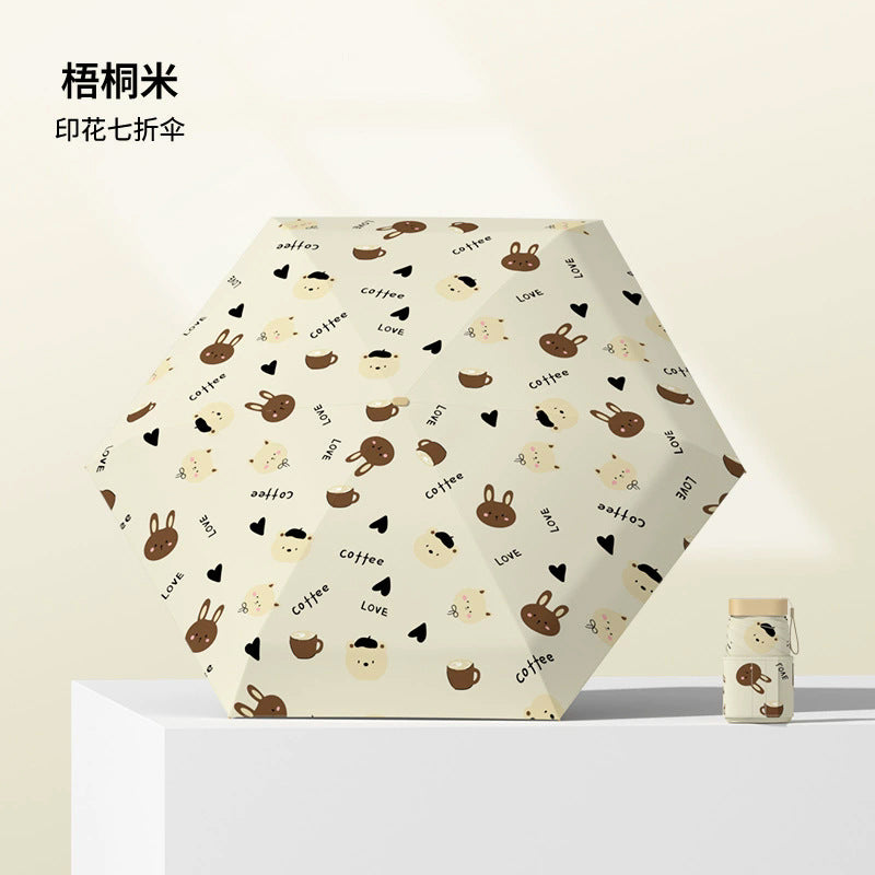 （Overseas Products）11cm Mini Pocket Umbrella – Compact Flat Folding UV Protection Sun Umbrella with Black Coating11cm（境外发货）卡片扁平七折伞黑胶防紫外线太阳伞迷你口袋伞折叠