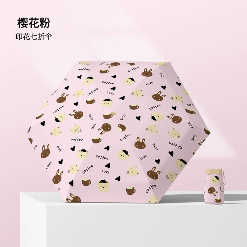 （Overseas Products）11cm Mini Pocket Umbrella – Compact Flat Folding UV Protection Sun Umbrella with Black Coating11cm（境外发货）卡片扁平七折伞黑胶防紫外线太阳伞迷你口袋伞折叠