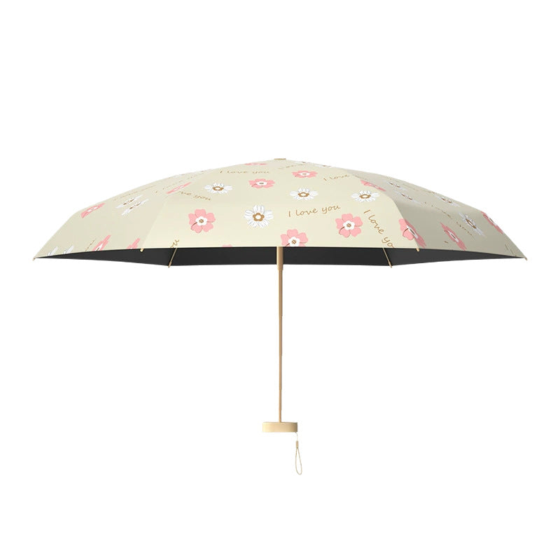 （Overseas Products）11cm Mini Pocket Umbrella – Compact Flat Folding UV Protection Sun Umbrella with Black Coating11cm（境外发货）卡片扁平七折伞黑胶防紫外线太阳伞迷你口袋伞折叠