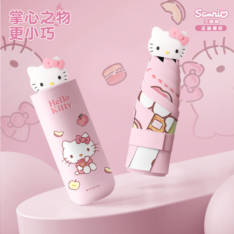 (Overseas Products）Hello Kitty Sanrio Mini Portable UV Protection Umbrella – Cute Foldable Sun & Rain Umbrella for Women（境外商品）HelloKitty三丽鸥小巧便携太阳伞遮阳防晒防紫外线女晴雨两用雨伞