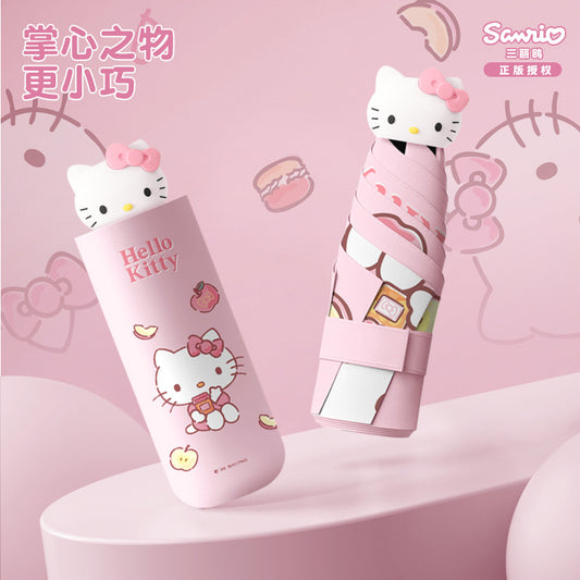 (Overseas Products）Hello Kitty Sanrio Mini Portable UV Protection Umbrella – Cute Foldable Sun & Rain Umbrella for Women（境外商品）HelloKitty三丽鸥小巧便携太阳伞遮阳防晒防紫外线女晴雨两用雨伞