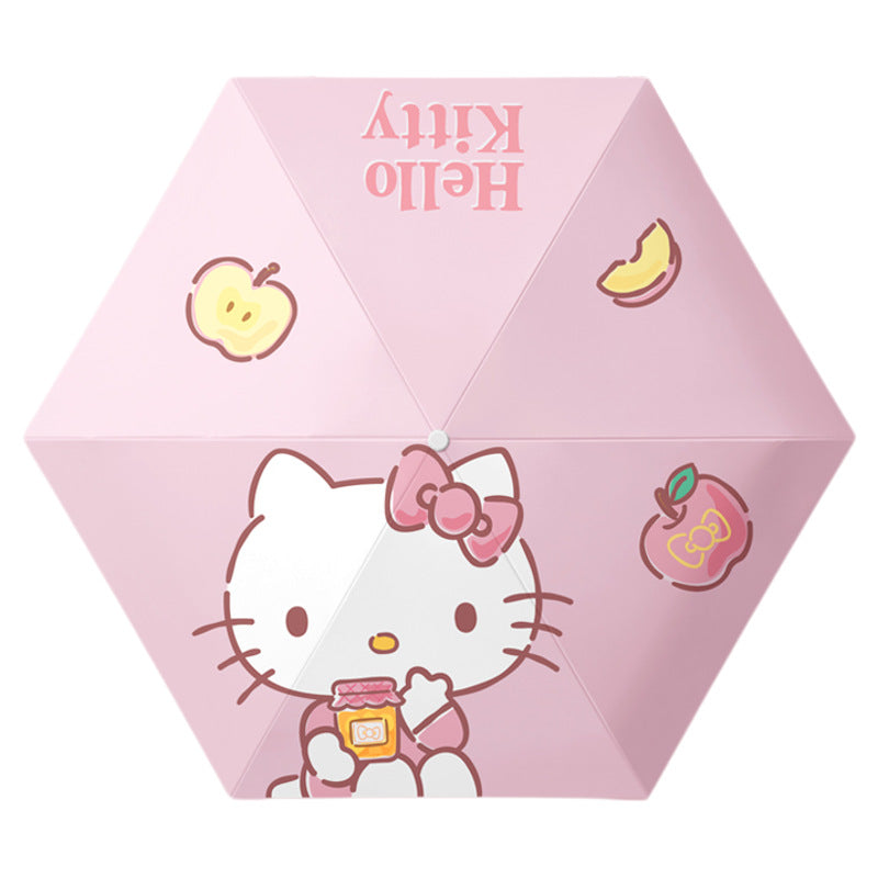 (Overseas Products）Hello Kitty Sanrio Mini Portable UV Protection Umbrella – Cute Foldable Sun & Rain Umbrella for Women（境外商品）HelloKitty三丽鸥小巧便携太阳伞遮阳防晒防紫外线女晴雨两用雨伞