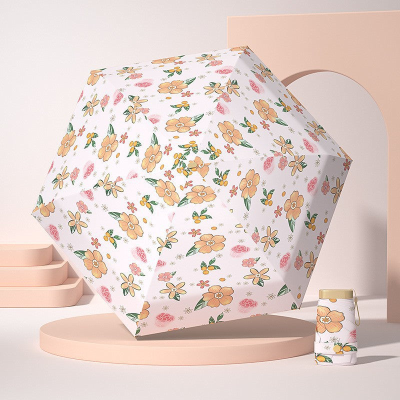 （Overseas Products）11cm Mini Pocket Umbrella – Compact Flat Folding UV Protection Sun Umbrella with Black Coating11cm（境外发货）卡片扁平七折伞黑胶防紫外线太阳伞迷你口袋伞折叠