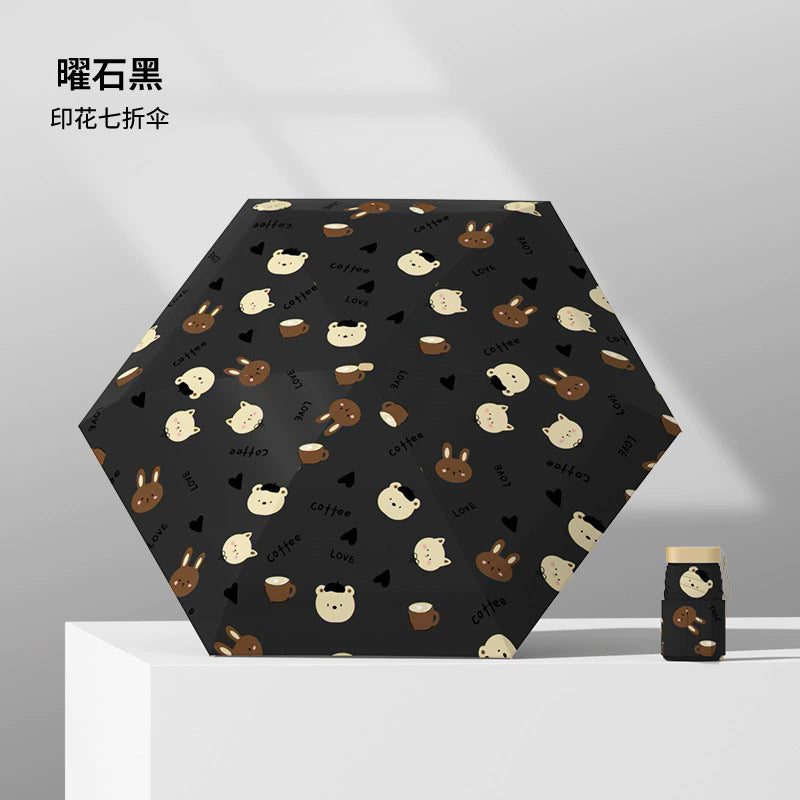 （Overseas Products）11cm Mini Pocket Umbrella – Compact Flat Folding UV Protection Sun Umbrella with Black Coating11cm（境外发货）卡片扁平七折伞黑胶防紫外线太阳伞迷你口袋伞折叠
