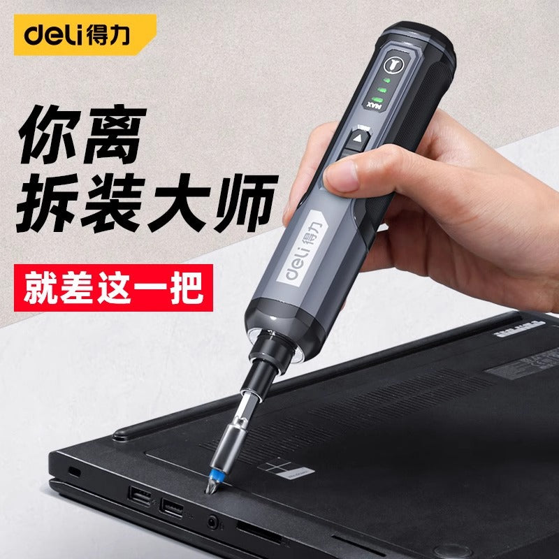 (Overseas Products)Deli Rechargeable Electric Screwdriver Set – Portable Mini Cordless Screwdriver for Home Repair(境外商品）得力工具电动螺丝刀充电式家用小型电动起子便携迷你电动批多功能