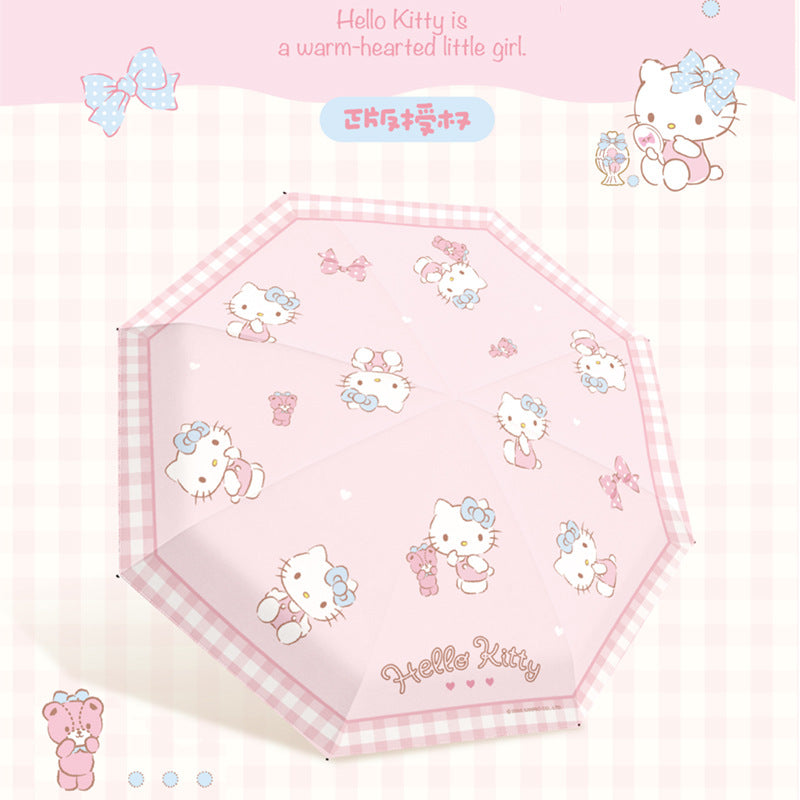 (Overseas Products）Hello Kitty Sanrio Mini Portable UV Protection Umbrella – Cute Foldable Sun & Rain Umbrella for Women（境外商品）HelloKitty三丽鸥小巧便携太阳伞遮阳防晒防紫外线女晴雨两用雨伞