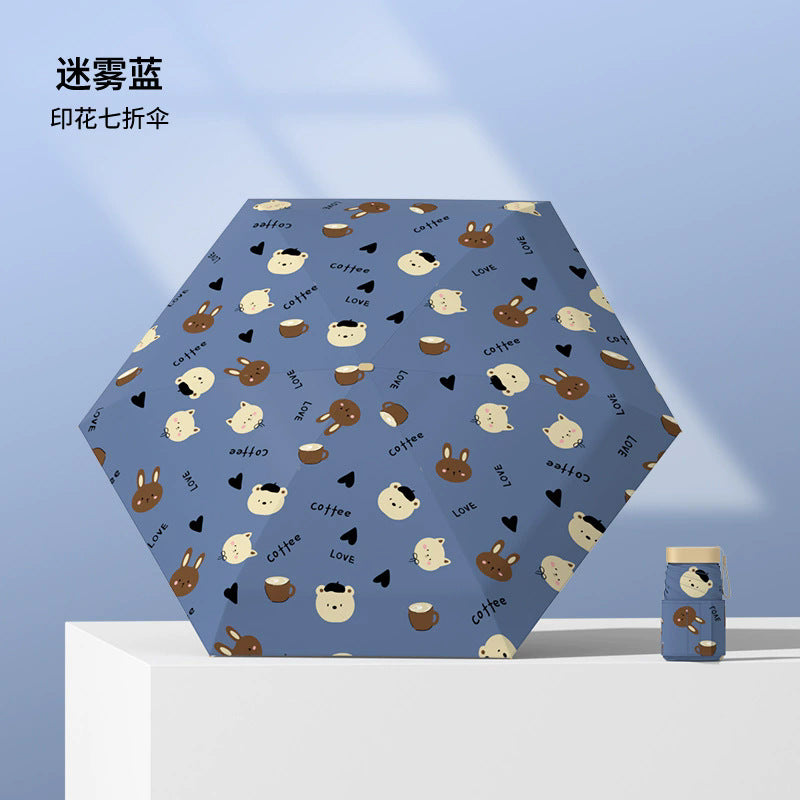 （Overseas Products）11cm Mini Pocket Umbrella – Compact Flat Folding UV Protection Sun Umbrella with Black Coating11cm（境外发货）卡片扁平七折伞黑胶防紫外线太阳伞迷你口袋伞折叠