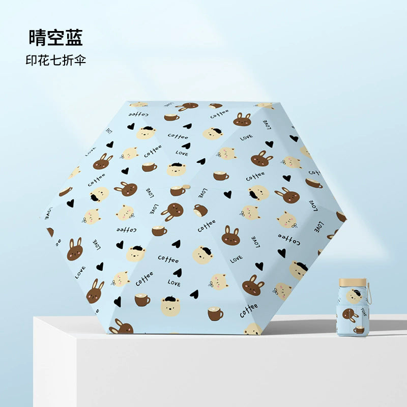 （Overseas Products）11cm Mini Pocket Umbrella – Compact Flat Folding UV Protection Sun Umbrella with Black Coating11cm（境外发货）卡片扁平七折伞黑胶防紫外线太阳伞迷你口袋伞折叠