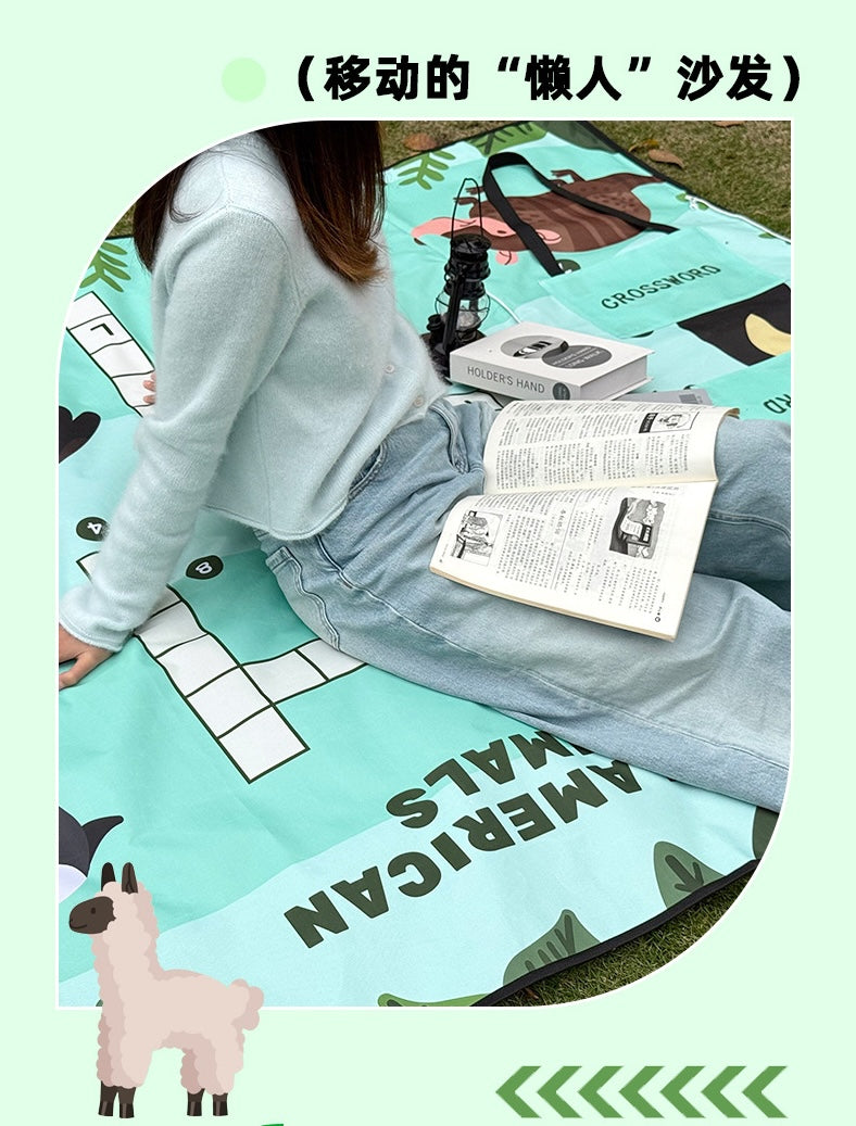 （Overseas Products）Portable Thickened Waterproof Foldable Picnic Mat Backpack（境外商品）加厚防潮折叠背包野餐垫