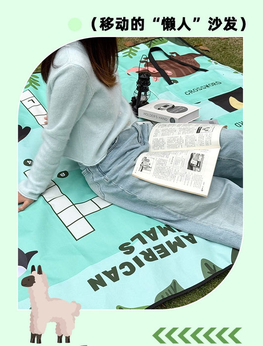 （Overseas Products）Portable Thickened Waterproof Foldable Picnic Mat Backpack（境外商品）加厚防潮折叠背包野餐垫