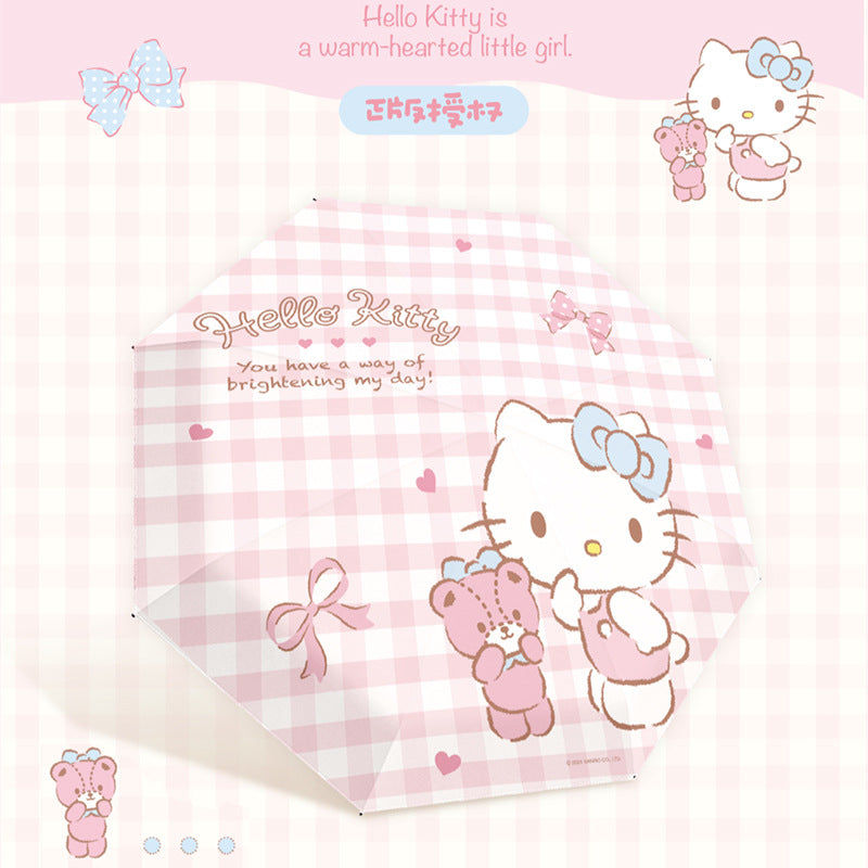 (Overseas Products）Hello Kitty Sanrio Mini Portable UV Protection Umbrella – Cute Foldable Sun & Rain Umbrella for Women（境外商品）HelloKitty三丽鸥小巧便携太阳伞遮阳防晒防紫外线女晴雨两用雨伞