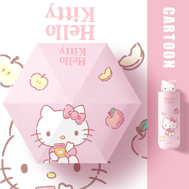 (Overseas Products）Hello Kitty Sanrio Mini Portable UV Protection Umbrella – Cute Foldable Sun & Rain Umbrella for Women（境外商品）HelloKitty三丽鸥小巧便携太阳伞遮阳防晒防紫外线女晴雨两用雨伞